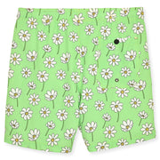 Bright Green Scattered Daisies Swim Trunk