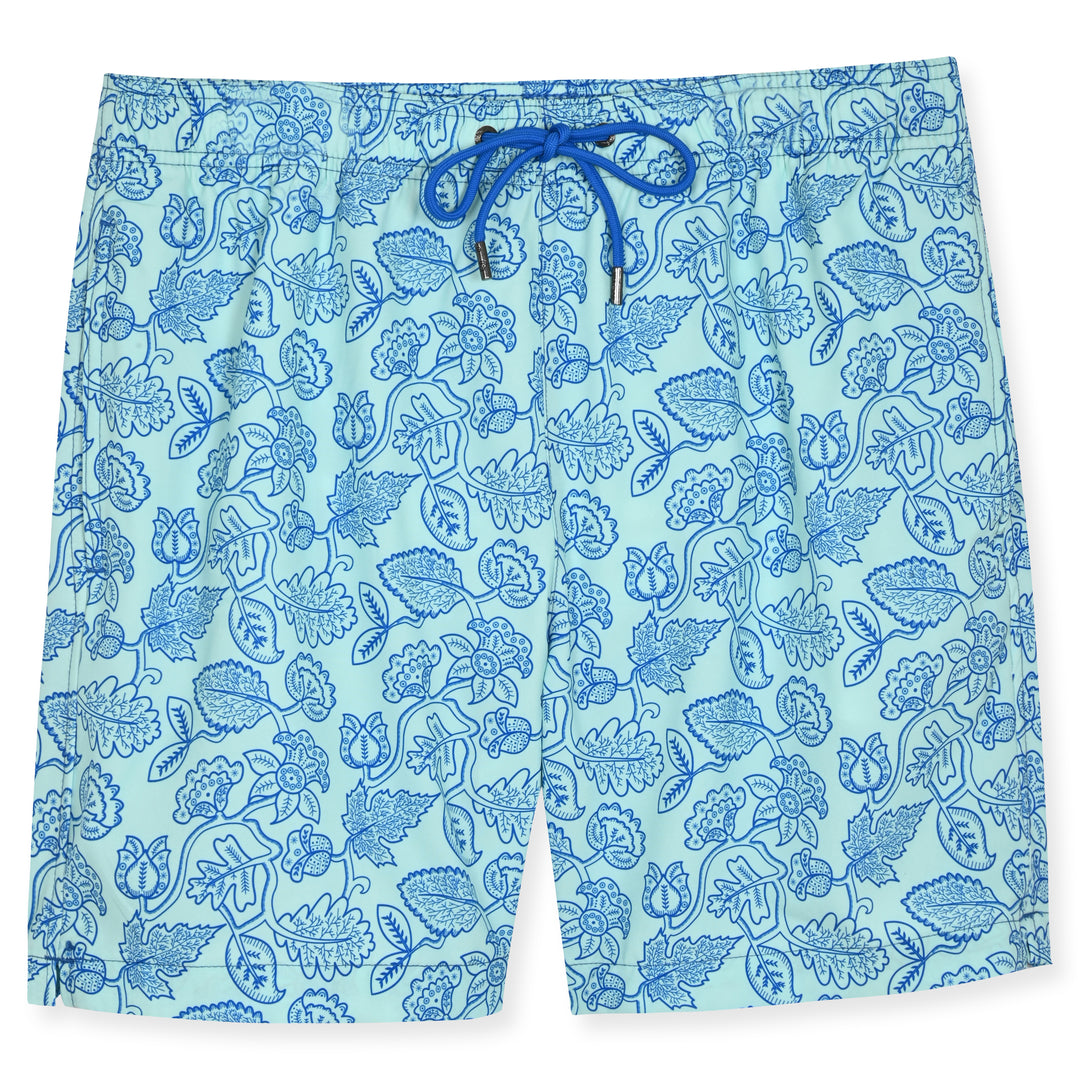 Baby Blue Leafy Floral Swim Trunk Mr. Swim Mr. Apparel Group